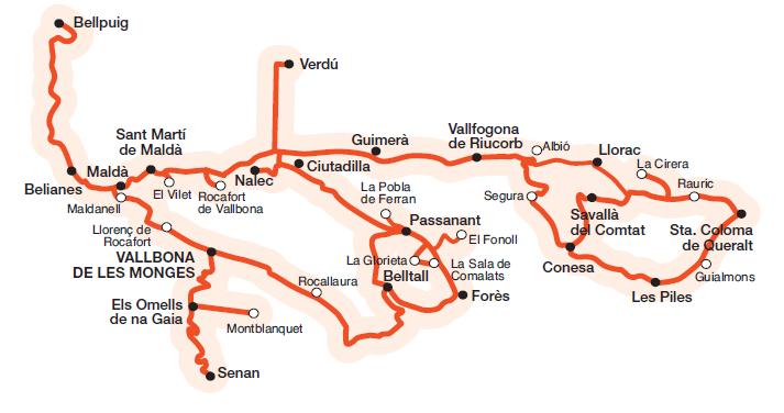 Vall del Corb mapa
